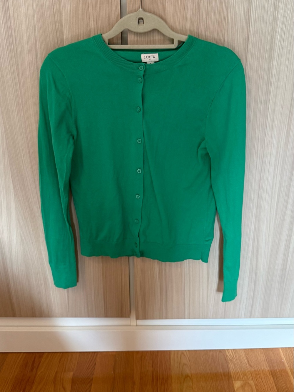 J. Crew Bright Green Button-Front Crewneck Cardigan